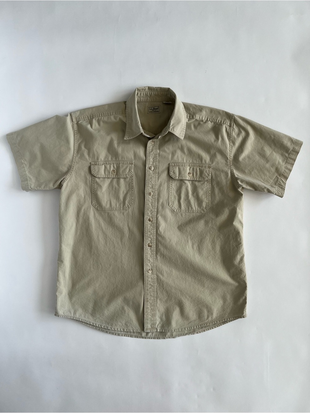 L.L. Bean Short-Sleeve Button-Down Shirt - Tan